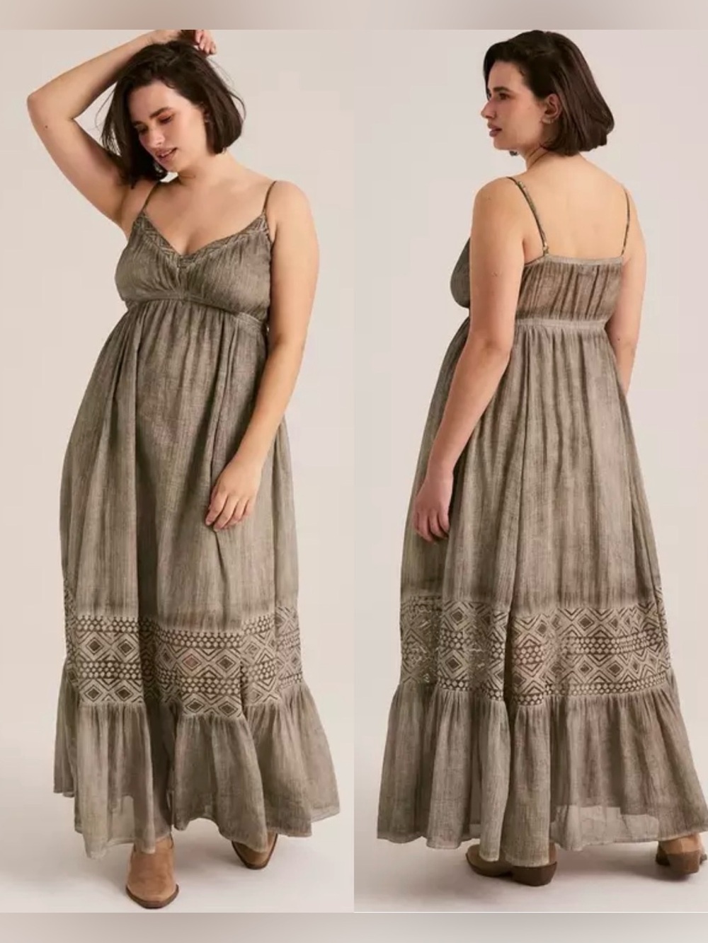 NWOT Festi V-Neck Tiered Maxi Dress in Vetiver , sie 1/14-16